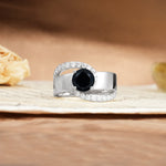 Retro-Luxe Twisted 4-Prong Round Cut Black Onyx Engagement Ring - Additional view