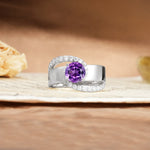 Retro-Luxe Twisted 4-Prong Round Cut Amethyst Engagement Ring - Additional view
