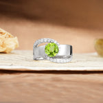 Retro-Luxe Twisted 4-Prong Round Cut Peridot Engagement Ring - Additional view