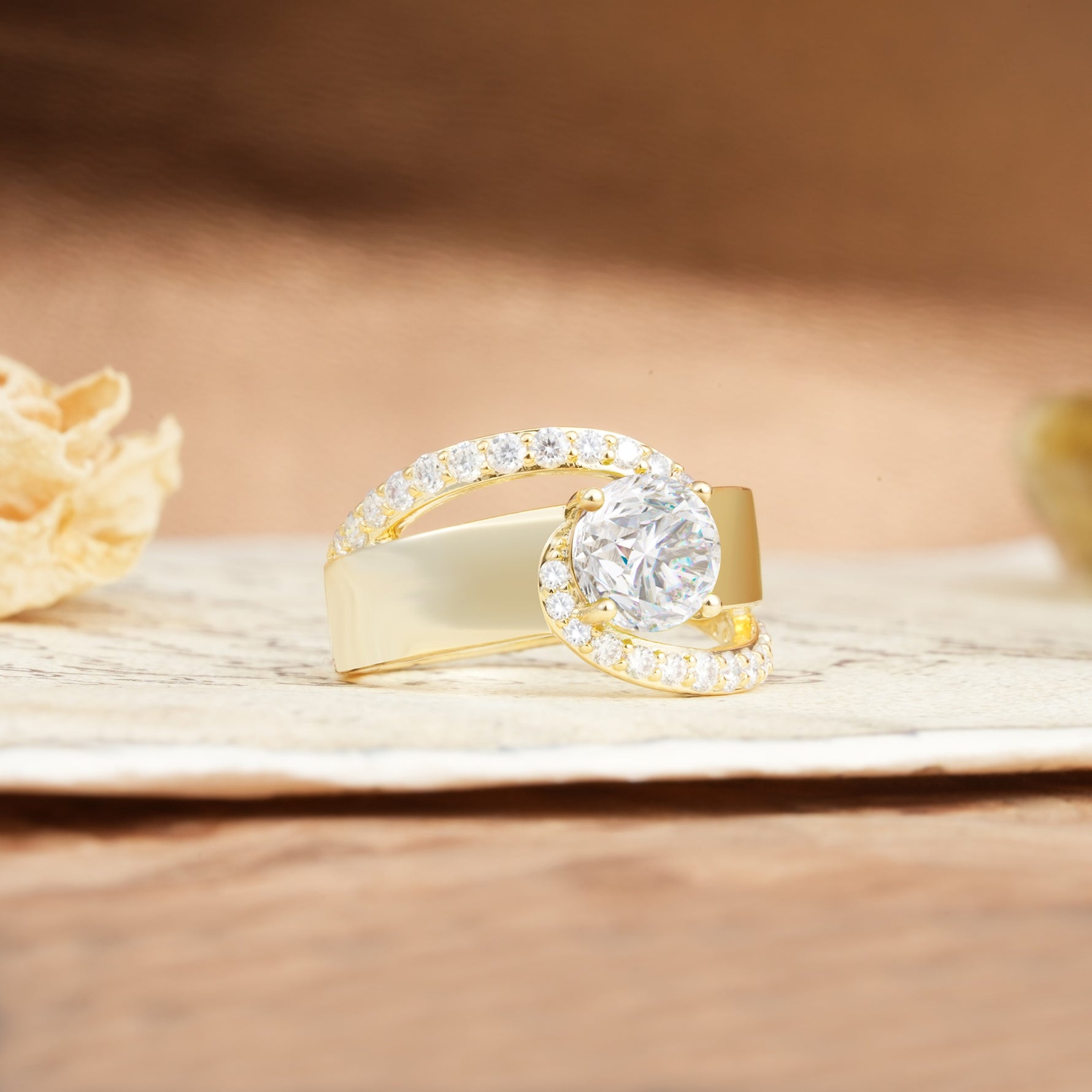 Retro-Luxe Twisted 4-Prong Round Cut Moissanite Engagement Ring - Additional view
