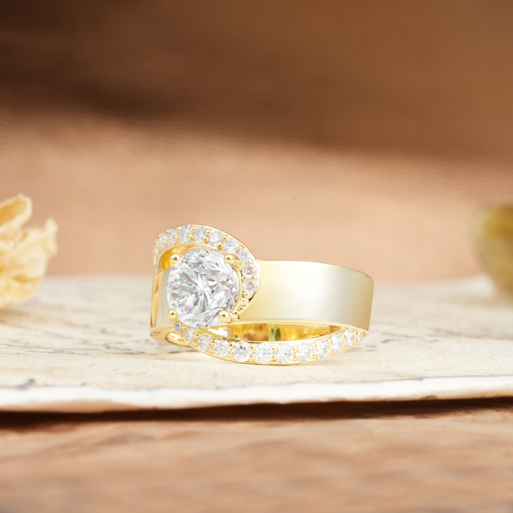 Retro-Luxe Twisted 4-Prong Round Cut Moissanite Engagement Ring - Additional view