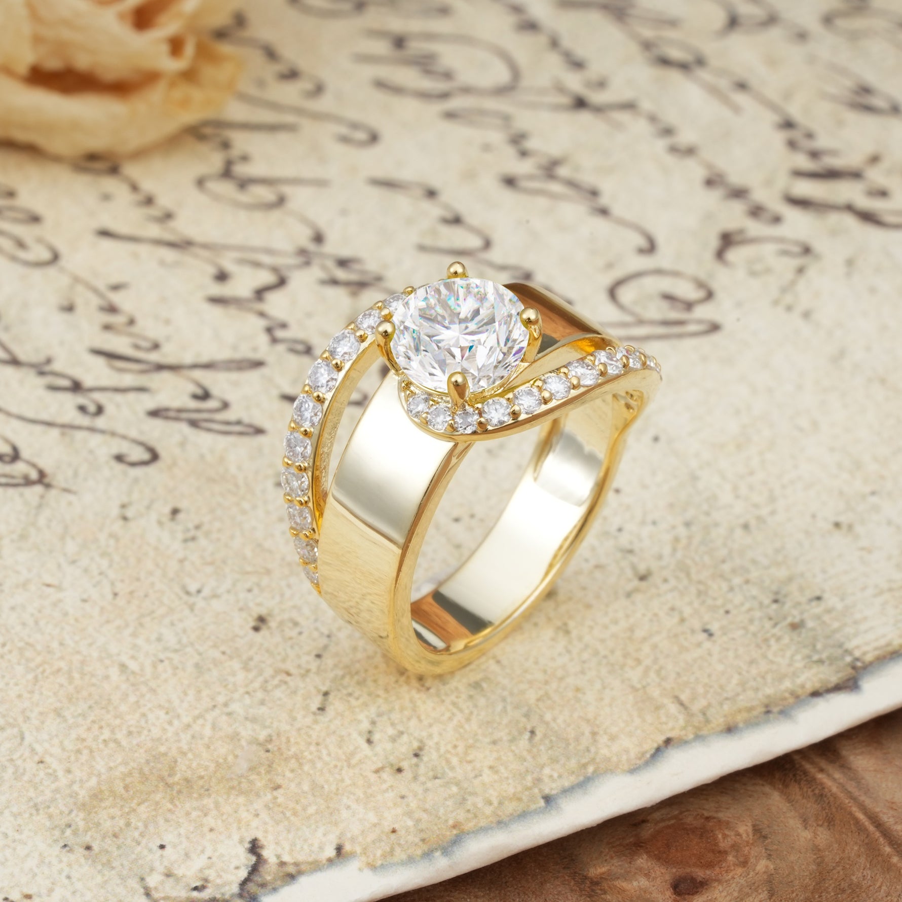 Retro-Luxe Twisted 4-Prong Round Cut Moissanite Engagement Ring - Additional view