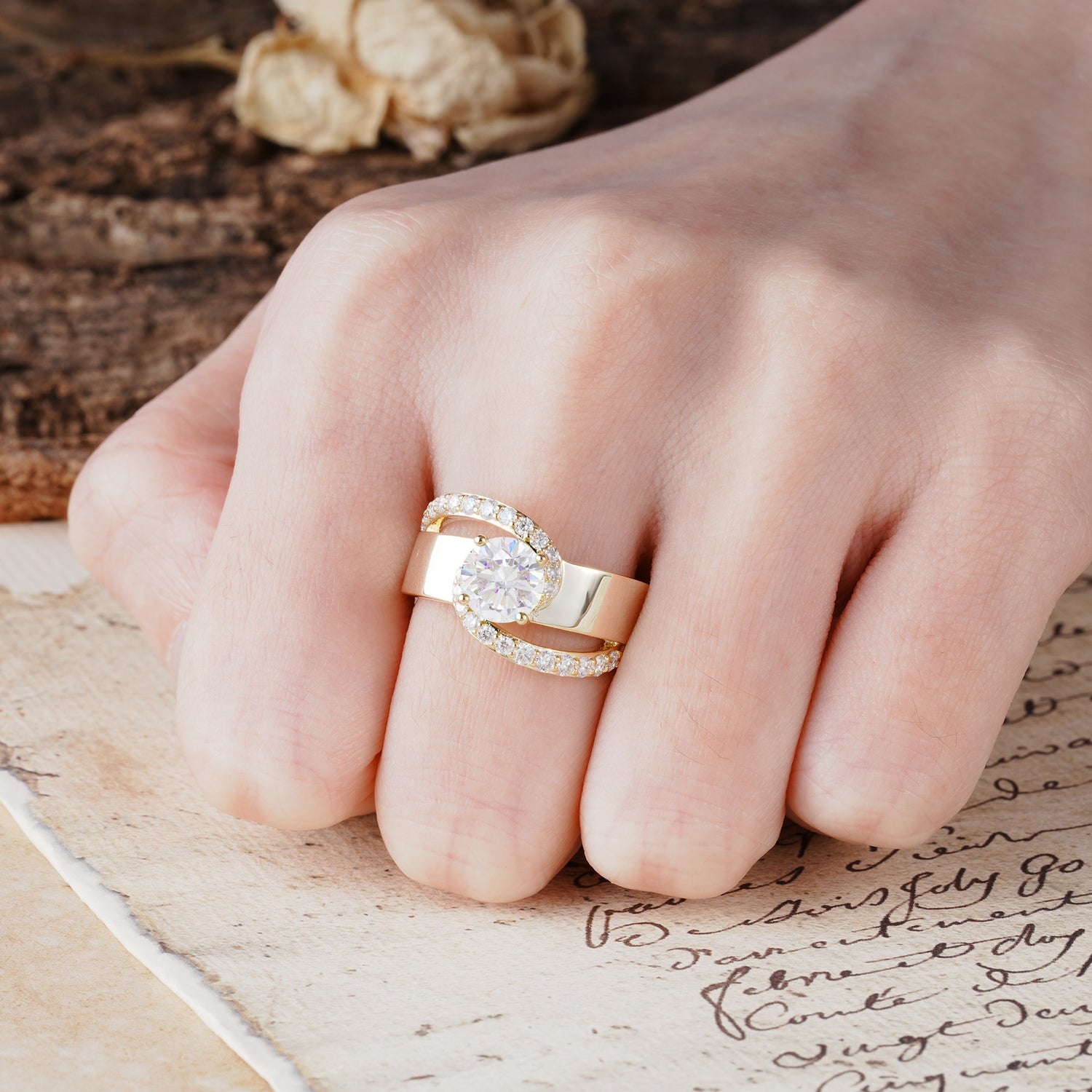 Retro-Luxe Twisted 4-Prong Round Cut Moissanite Engagement Ring - Additional view