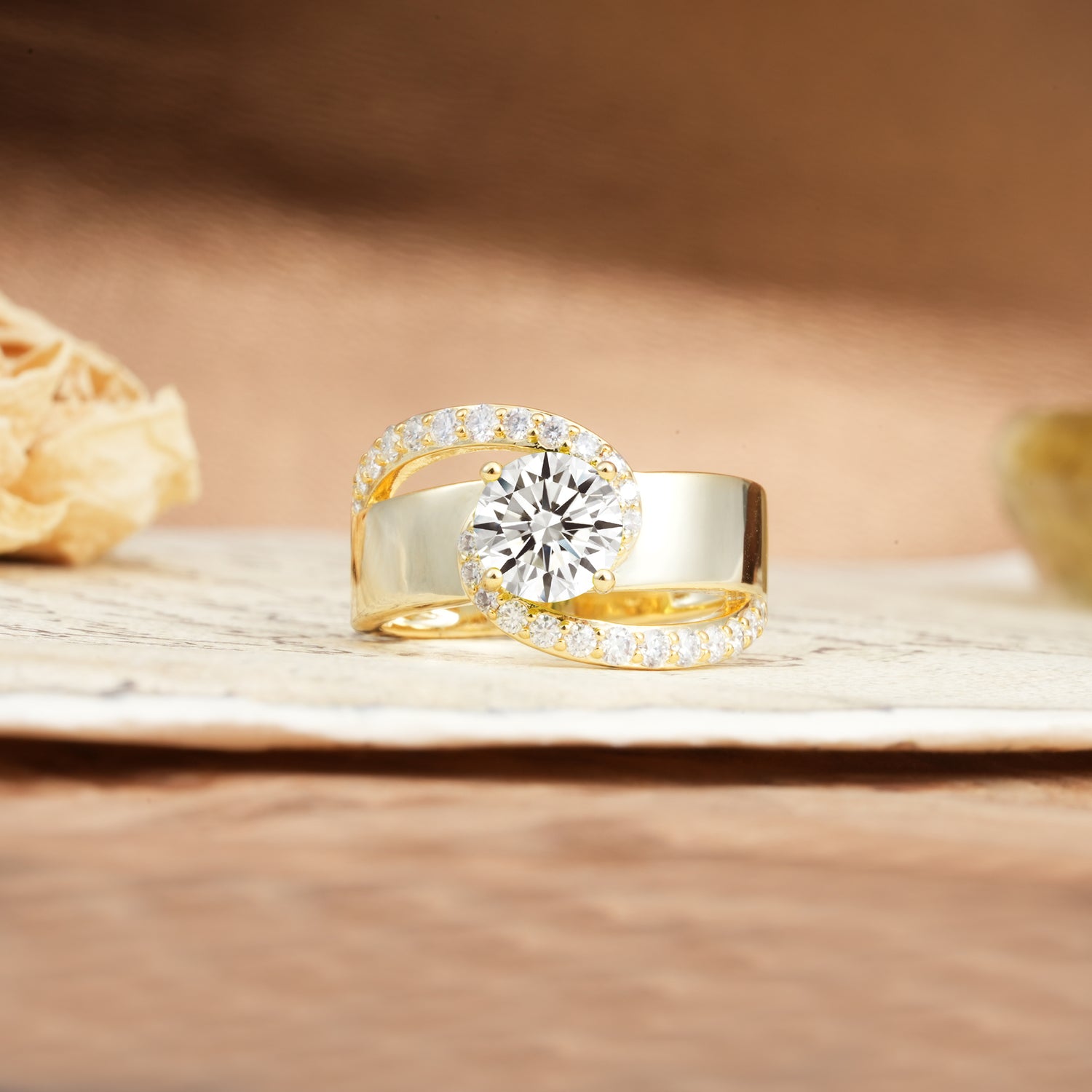 Retro-Luxe Twisted 4-Prong Round Cut Lab Diamond Engagement Ring