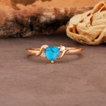 Unique Twisted 3-Prong Heart Cut Turquoise Engagement Ring - Additional view