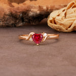 Unique Twisted 3-Prong Heart Cut Ruby Engagement Ring - Additional view