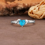 Unique Twisted 3-Prong Heart Cut Turquoise Engagement Ring - Additional view
