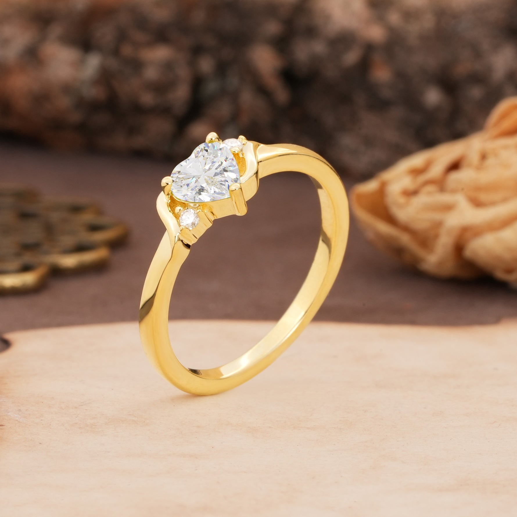 Unique Twisted 3-Prong Heart Cut Moissanite Engagement Ring - Additional view