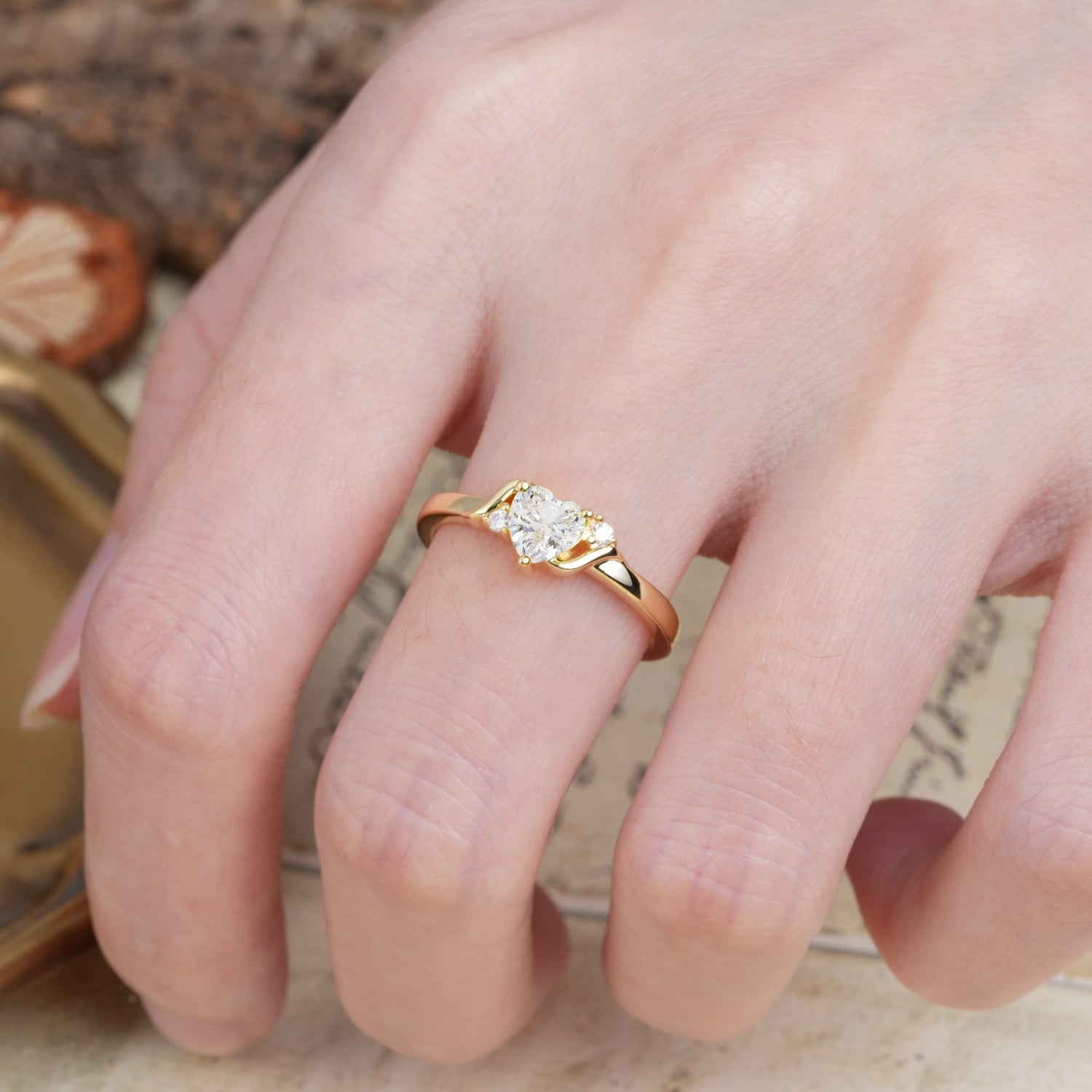 Unique Twisted 3-Prong Heart Cut Moissanite Engagement Ring - Additional view