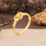Unique Twisted 3-Prong Heart Cut Citrine Engagement Ring - Additional view