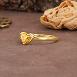 Unique Twisted 3-Prong Heart Cut Citrine Engagement Ring - Additional view