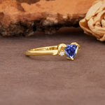 Unique Twisted 3-Prong Heart Cut Tanzanite Engagement Ring - Additional view