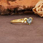 Unique Twisted 3-Prong Heart Cut Black Rutilated Quartz Engagement Ring - Additional view
