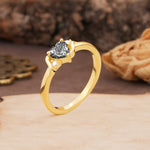 Unique Twisted 3-Prong Heart Cut Black Rutilated Quartz Engagement Ring - Additional view