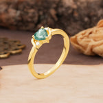 Unique Twisted 3-Prong Heart Cut Moss Agate Engagement Ring - Additional view