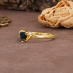 Unique Twisted 3-Prong Heart Cut Black Onyx Engagement Ring - Additional view