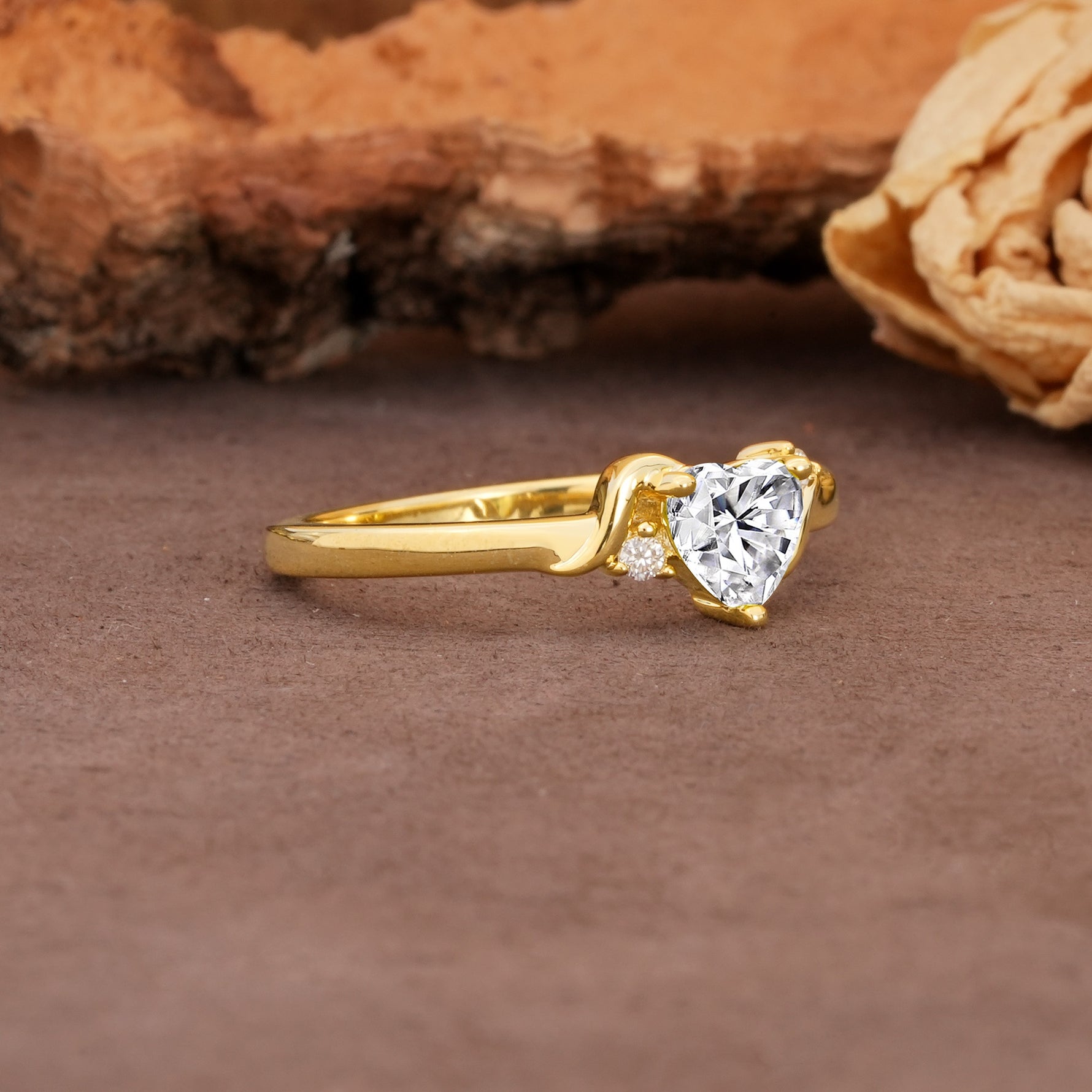 Unique Twisted 3-Prong Heart Cut Lab Diamond Engagement Ring - Additional view