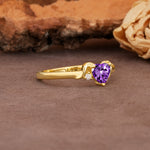 Unique Twisted 3-Prong Heart Cut Amethyst Engagement Ring - Additional view