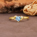 Unique Twisted 3-Prong Heart Cut Aquamarine Engagement Ring - Additional view