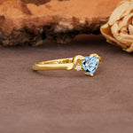 Unique Twisted 3-Prong Heart Cut Aquamarine Engagement Ring - Additional view
