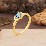 Unique Twisted 3-Prong Heart Cut Aquamarine Engagement Ring - Additional view