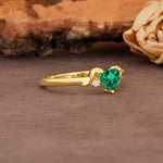 Unique Twisted 3-Prong Heart Cut Emerald Engagement Ring - Additional view