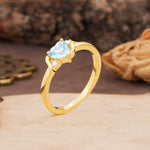 Unique Twisted 3-Prong Heart Cut Moonstone Engagement Ring - Additional view