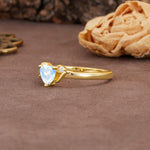 Unique Twisted 3-Prong Heart Cut Moonstone Engagement Ring - Additional view