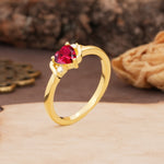 Unique Twisted 3-Prong Heart Cut Ruby Engagement Ring - Additional view