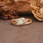 Unique, Minimalist, Twisted 4-Prong Round Cut Fire Opal Wedding Ring - Additional view