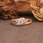 Unique, Minimalist, Twisted 4-Prong Round Cut Lab Diamond Wedding Ring - Additional view