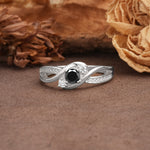 Unique, Minimalist, Twisted 4-Prong Round Cut Black Onyx Wedding Ring - Additional view