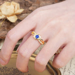 Unique, Minimalist, Twisted 4-Prong Round Cut Sapphire Wedding Ring - Additional view