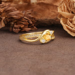 Unique, Minimalist, Twisted 4-Prong Round Cut Citrine Wedding Ring - Additional view