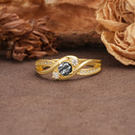 Unique, Minimalist, Twisted 4-Prong Round Cut Black Rutilated Quartz Wedding Ring - Additional view