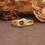 Unique, Minimalist, Twisted 4-Prong Round Cut Garnet Wedding Ring - Additional view