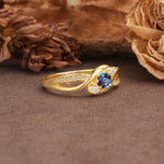 Unique, Minimalist, Twisted 4-Prong Round Cut Alexandrite Wedding Ring - Additional view