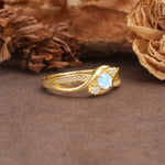Unique, Minimalist, Twisted 4-Prong Round Cut Moonstone Wedding Ring - Additional view