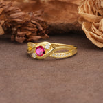 Unique, Minimalist, Twisted 4-Prong Round Cut Ruby Wedding Ring - Additional view