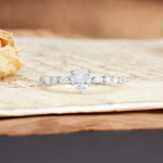 Luxurious Style Pavé 3-Prong Heart Cut Moissanite Engagement Ring - Additional view