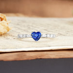 Luxurious Style Pavé 3-Prong Heart Cut Sapphire Engagement Ring - Additional view