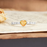 Luxurious Style Pavé 3-Prong Heart Cut Citrine Engagement Ring - Additional view