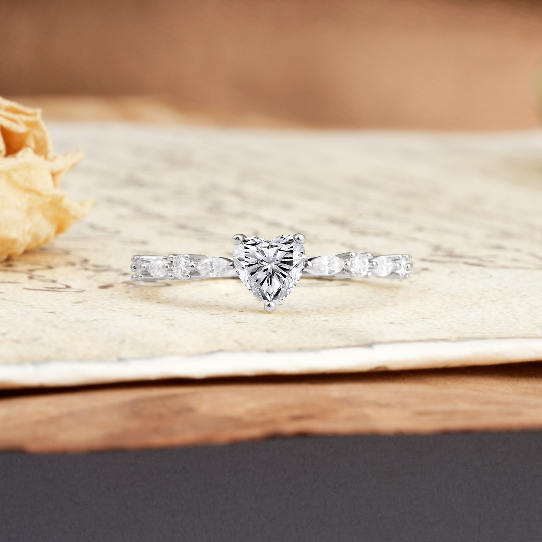 Classic & Minimalist 3-Prong Heart Cut Lab Diamond Engagement Ring - Additional view