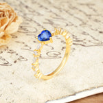 Luxurious Style Pavé 3-Prong Heart Cut Sapphire Engagement Ring - Additional view