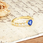 Luxurious Style Pavé 3-Prong Heart Cut Sapphire Engagement Ring - Additional view