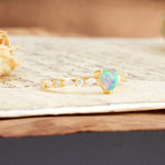 Classic & Minimalist 3-Prong Heart Cut Fire Opal Engagement Ring - Additional view