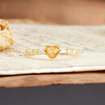 Luxurious Style Pavé 3-Prong Heart Cut Citrine Engagement Ring - Additional view