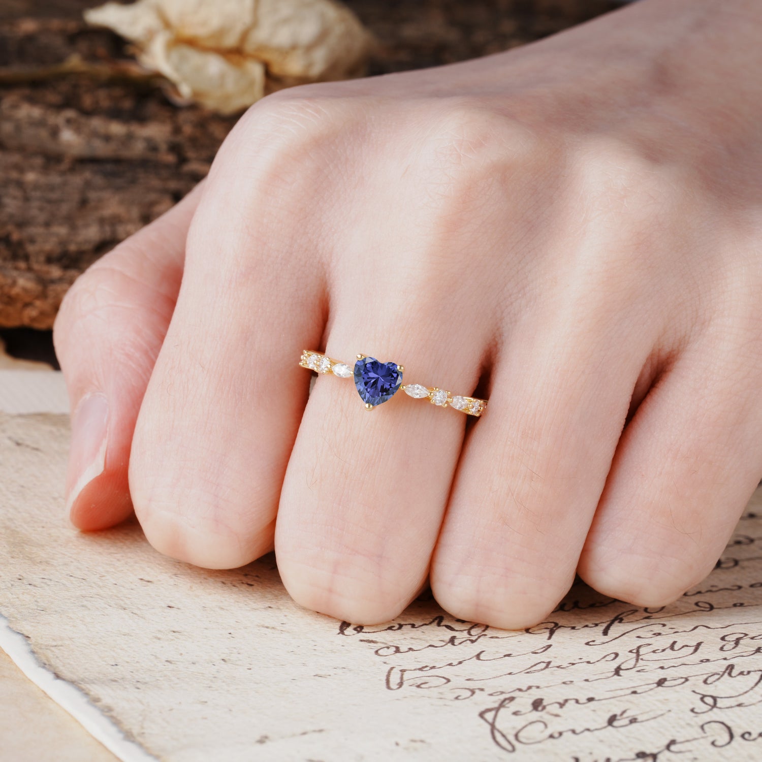 Classic & Minimalist 3-Prong Heart Cut Tanzanite Engagement Ring
