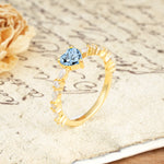 Luxurious Style Pavé 3-Prong Heart Cut Aquamarine Engagement Ring - Additional view