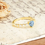 Luxurious Style Pavé 3-Prong Heart Cut Aquamarine Engagement Ring - Additional view